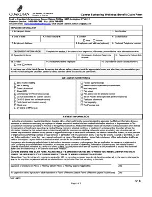 Fillable Online Gpisd Guardian Cancer Screening Claim Form Gpisd Fax