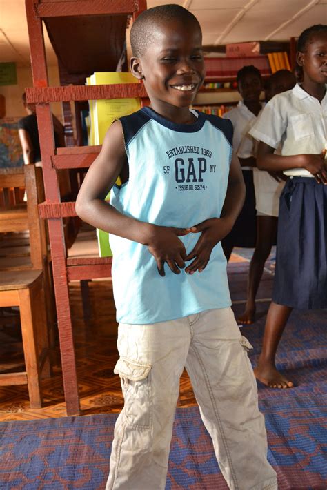 A young Liberian boy finding his core or "dahn jon" in Korean. This