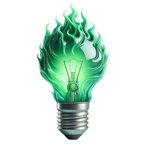 Green Flame Light Bulb Concept 57910242 PNG