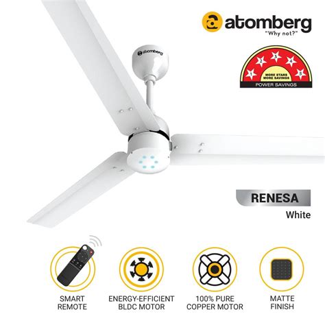 Atomberg Renesa Bldc Ceiling Fan Pearl White Finish Mm