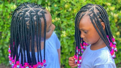 Kids Knotless Box Braids With Beads