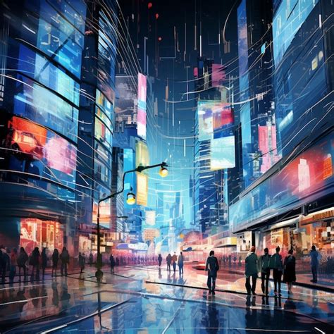 Premium Ai Image Bustling Cityscape Transformed Into Mesmerizing