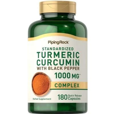 Piping Rock Turmeric Curcumin With Black Pepper 1000mg 180 Capsules