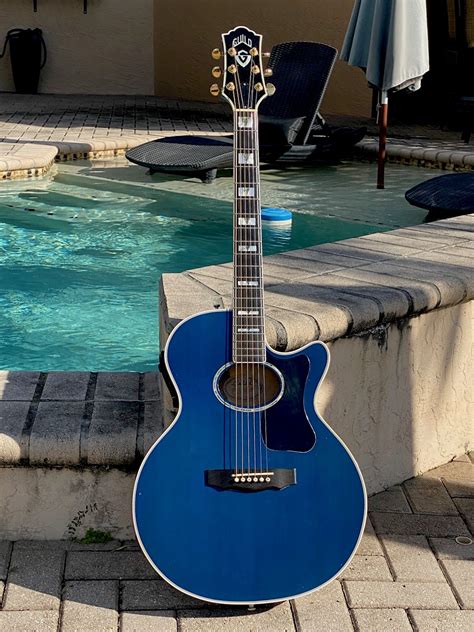 Guild Guitars F65ce Tpb 1997 Bright Blue Finish Guitar For Sale Guitarbroker