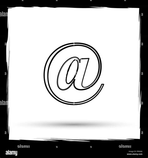 At Icon Internet Button On White Background Outline Design Imitating