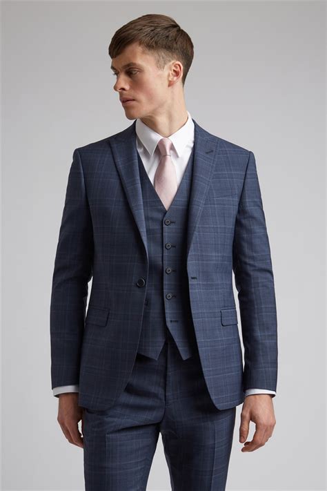 Ted Baker Navy Tonal Check Slim Fit Jacket