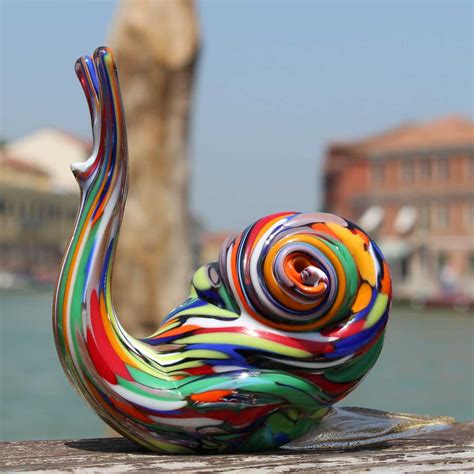 Glass snail, glass snail figurine, miniature snail, glass mollusc ...