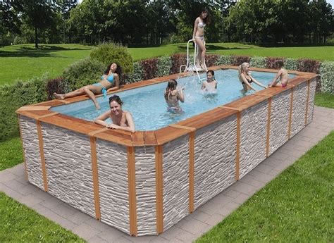 piscine habillage décor pierre Swimming Pools Backyard Spa Pool