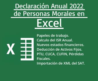 Declaraci N Anual De Personas Morales En Excel Del Ejercicio