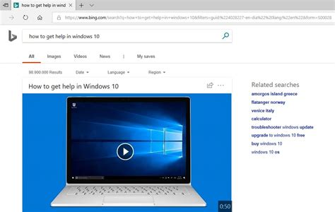 Window 10 Microsoft Edge Bing