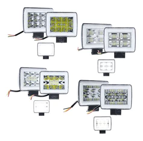 Par Faros Led Auxiliar Fija Estrobo Auto Moto Arillo Gel F