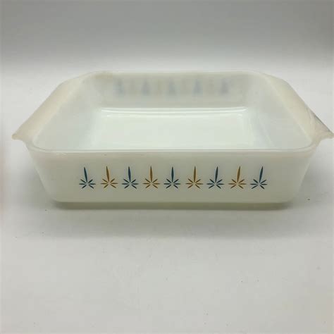 Vintage Anchor Hocking Fire King Candle Glow Square Baking Dish 8 12 Ebay