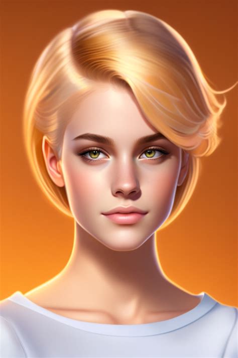 Lexica Woman About 14 Years Old Blonde Short Hair Hazel Eyes Sad Bare Shoulders