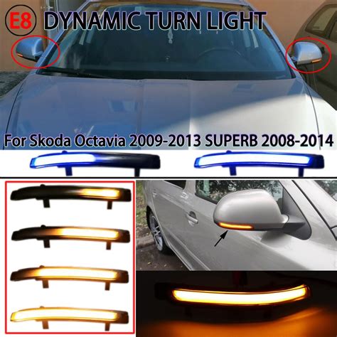 2 Pieces For Skoda Octavia 2009 2013 SUPERB 2008 2014 Dynamic LED Turn