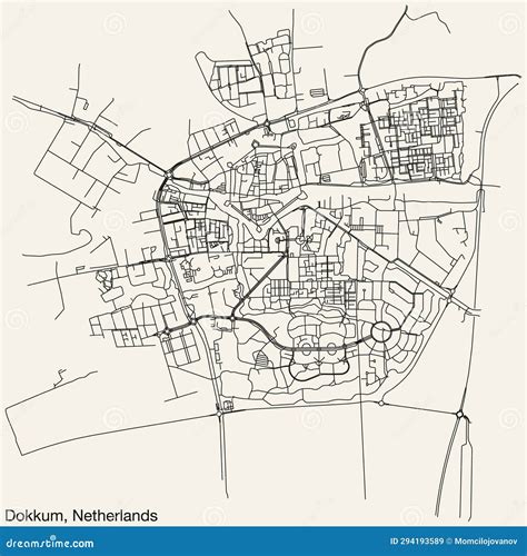 Street Roads Map of DOKKUM, NETHERLANDS Stock Vector - Illustration of ...