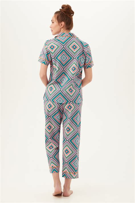 Diamond Geo Ss Cropped Pj Set Trina Turk