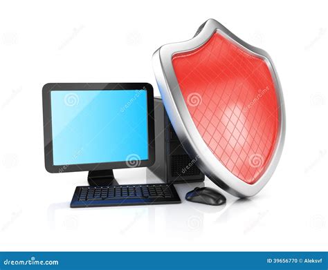 Desktop Computer And Shield Stock Illustration Illustration Of