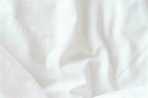 Abstract Pattern Of White Crumpled Bed Sheet White Wrinkled Fabric