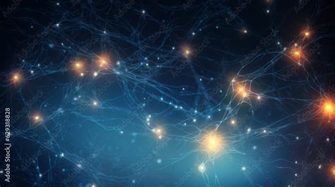 Brain Stimulation Activity With Neuron Close Up Microscpoe Illustration