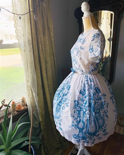 S Toile Dress S Blue Toile Dress S Spring Dress Vintage Toile