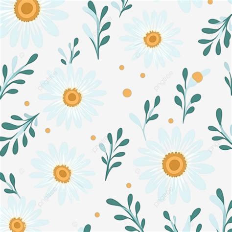 Cute Flat Style Tiny White Daisy Flower Seamless Pattern Sweet