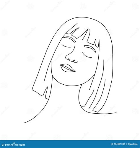 Woman Face Line Art Abstract Minimal Female Portrait Hand Drawn