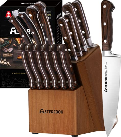 Knife Set Pcs Kitchen Knife Set With Block Astercook German