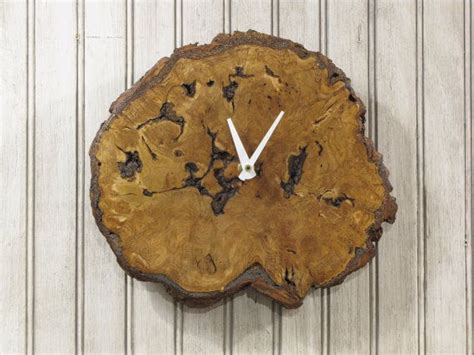 Oak Burl Natural Wood Clock Live Edge Rustic Reclaimed Log Etsy