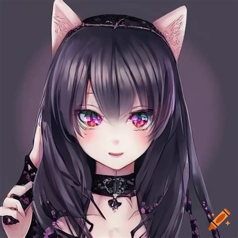 Cute Gothic Anime Cat Girl On Craiyon