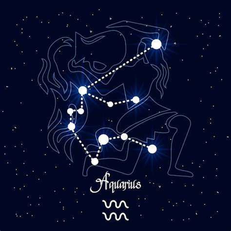 Premium Vector Aquarius Constellation And Zodiac Sign On The Background Of The Cosmic