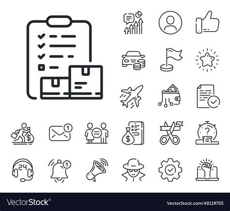 Inventory Checklist Line Icon Warehouse Pallet Vector Image