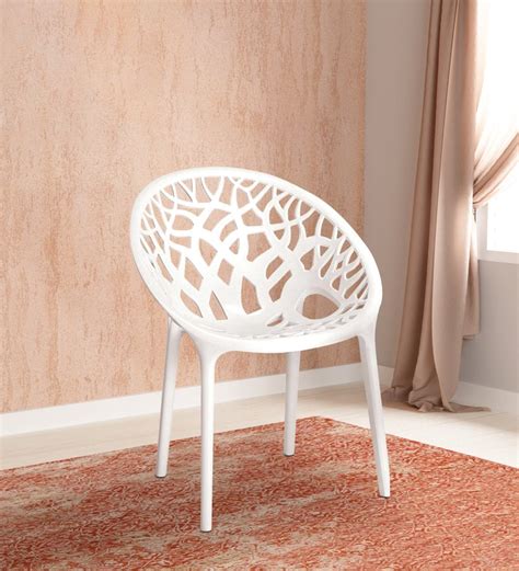 Buy Crystal Pp Designer Plastic Chair In Milky White Colour By Nilkamal