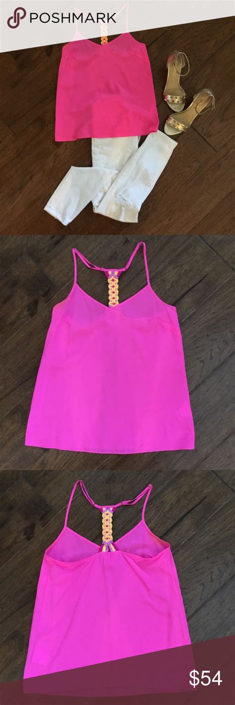 Lilly Pulitzer Dusk Macrame Racerback Silk Top