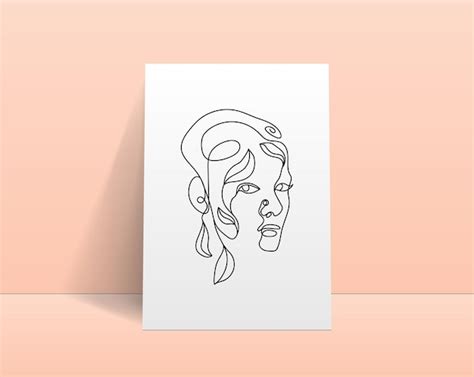 Premium Vector Modern Abstract Line Minimalistic Women Face Arts For