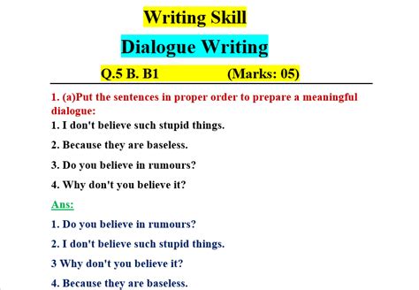 Dialogue Writing( Writing Skill ) » englishforlearner