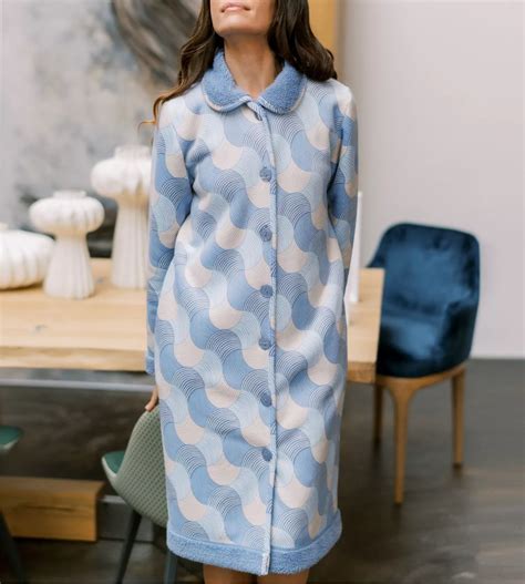 Robe de chambre boutonnée Femme Velours Bleu ciel Egatex