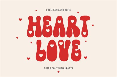 Heart Love Retro Font Heart Font Romantic Font Wedding Font Groovy