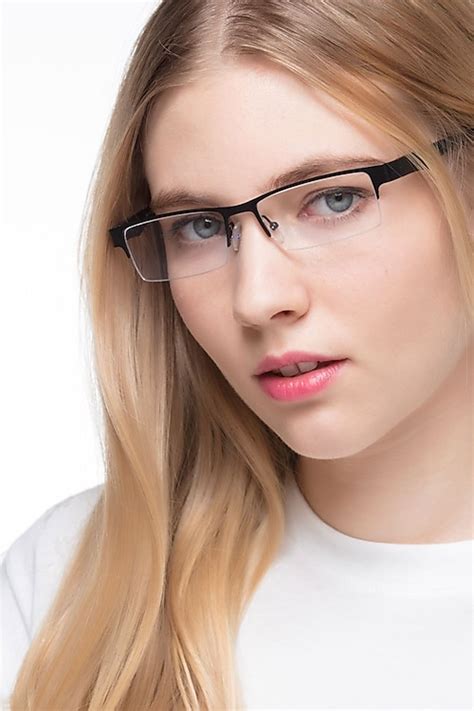 Macon Rectangle Black Semi Rimless Eyeglasses Eyebuydirect Canada