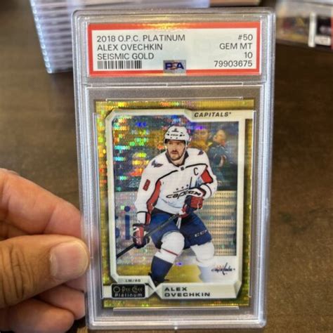 2018 19 O Pee Chee Platinum Alex Ovechkin Seismic Gold 1 50 PSA 10