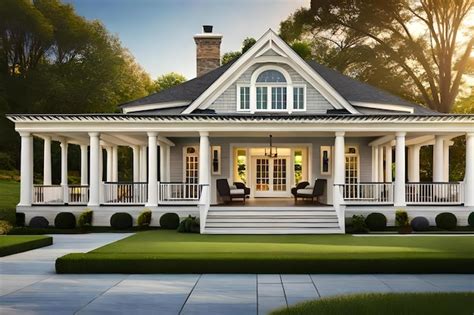 Premium AI Image | A 3d model of a house with a porch and a porch.