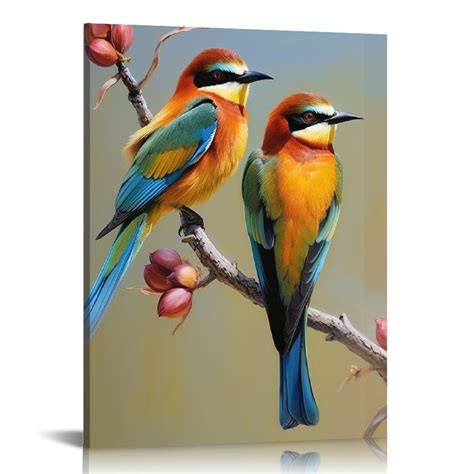 Creowell Canvas Wall Art Wall Decor Abstract Two Colorful Birds