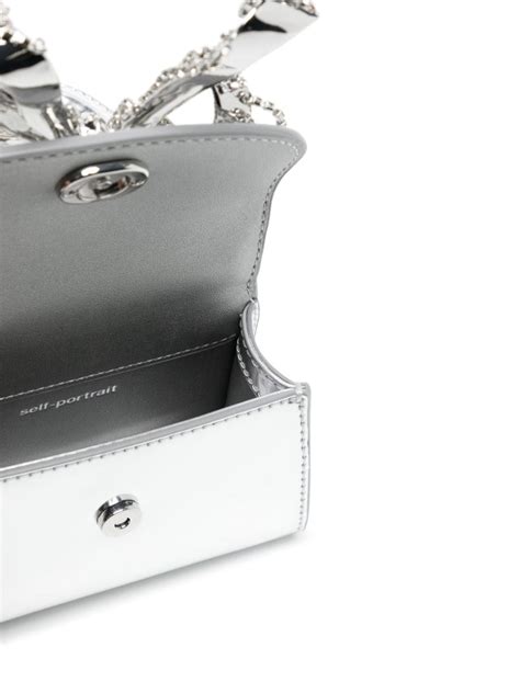 Self Portrait Bow Embellished Leather Mini Bag Silver FARFETCH