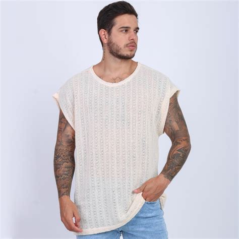 Camiseta Regata Oversized Croch L Transparente Masculina Chieregato