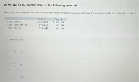 Solved TB MC Qu 13 156 Static Refer To The Following Chegg