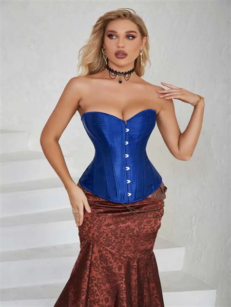 Lace Corset Bustier Lace Up Satin Brocade Finish Corset Temu