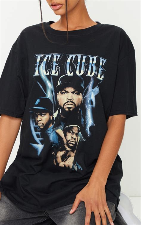 Tee Shirt Noir à Imprimé Ice Cube Vintage Prettylittlething Fr