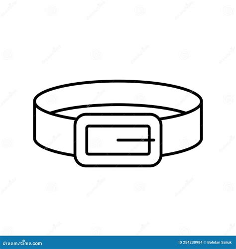 Vector Outline Men Belt With Buckle Icon Eps Isolated On White