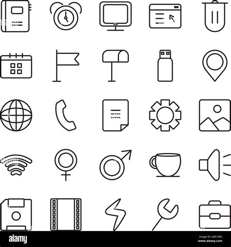 Global Sphere And User Interface Icon Set Over White Background Line Style Vector Illustration