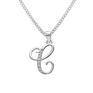 Collier avec pendentif en argent rhodié initiale C majuscule avec