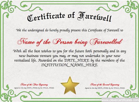 Farewell Certificate Template Templates Example Templates